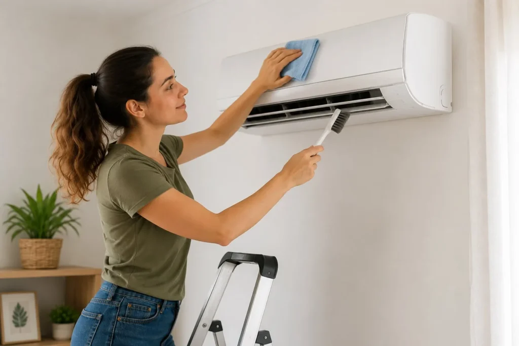 Cómo limpiar y poner a punto el aire acondicionado antes del verano: guía práctica para casa 2 Limpieza del exterior de un split