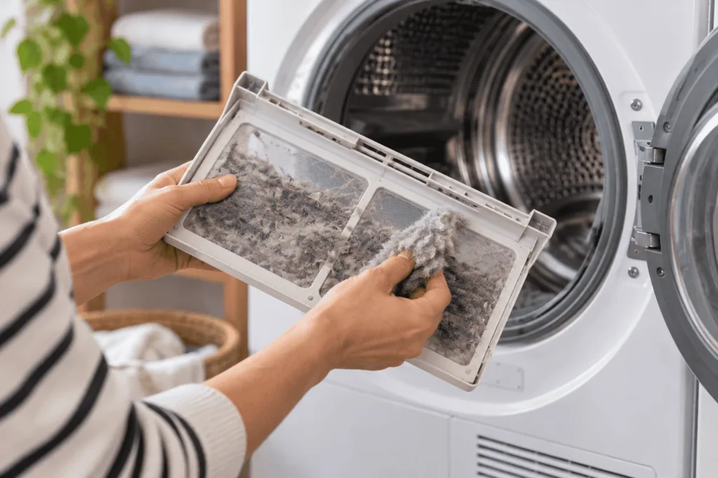 La secadora tarda mucho en secar: 7 causas frecuentes y cómo solucionarlas 1 Si tu secadora tarda mucho en secar puede deberse a una obstrucción importante por exceso de pelusas y fibras en el filtro